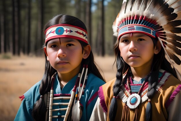 Foto geist des landes faszinierendes porträt junger indianer