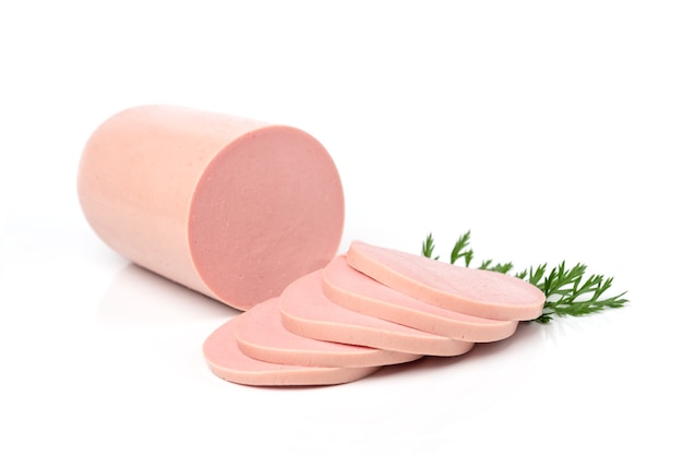 Foto gekochte wurst lokalisiert auf weiß.