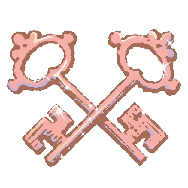 Gekreuzte Tasten png Aufkleber glänzende ästhetische Illustration transparenter Hintergrund