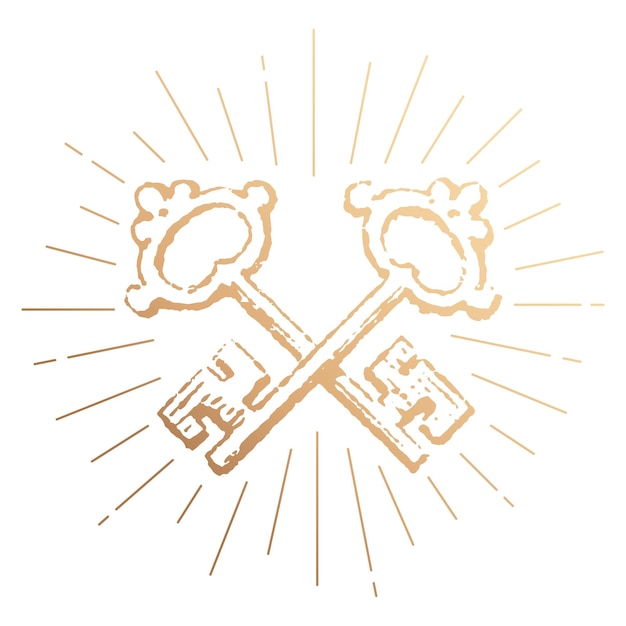 Gekreuzte Tasten png-Aufkleber goldene mystische Kunst transparenter Hintergrund