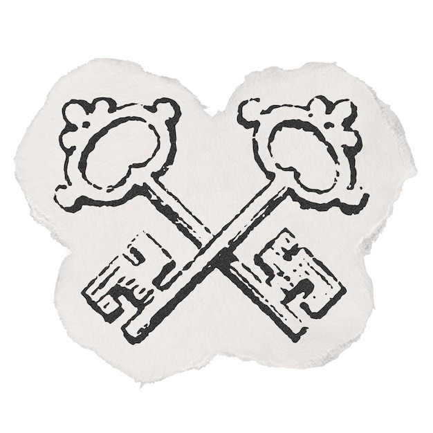 gekreuzte Tasten png-Aufkleber zerrissenes Papier Objekt Illustration transparenter Hintergrund