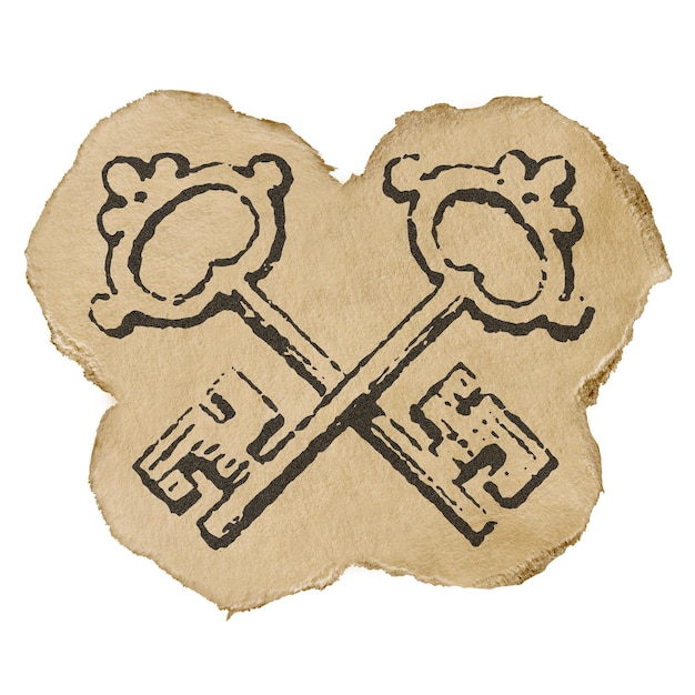 gekreuzte Tasten png-Aufkleber zerrissenes Papier Objekt Illustration transparenter Hintergrund