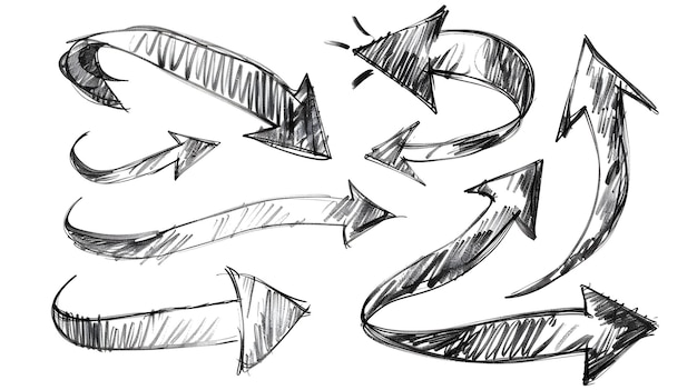Gekrümmte Richtungspfeile Skizze Grafikdesign-Elemente