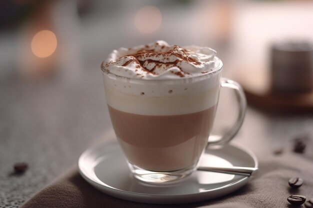 Foto gekühlter kaffee mit einem schokoladen-twist, nahaufnahme einer generativen ki