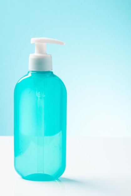 Gel acetinador de mãos para higiene das mãos Coronavirus Convid19 Pandemia Surto Cópia Espaço Fundo