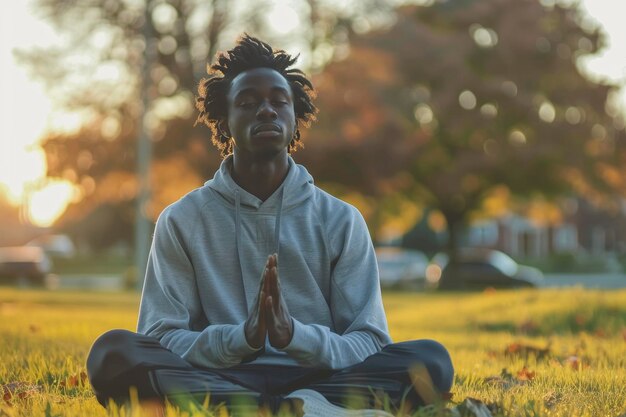 Geladene Meditation bei Sonnenuntergang