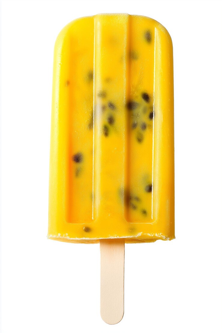 Foto gelado congelado feito de manga e fruta da paixão