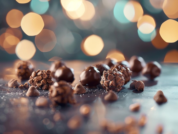 Foto gelado de chocolate com cone contra fundo azul