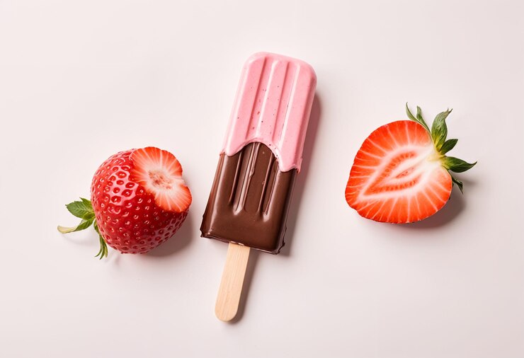 Foto gelado de chocolate com morango
