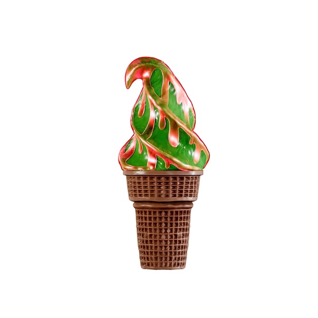 Gelado de morango em um cone de waffle é delicioso altamente detalhado 3D renderização ilustração mockup