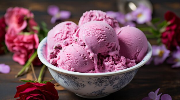 gelado de rosa de framboesa em uma flor parisiense romântica