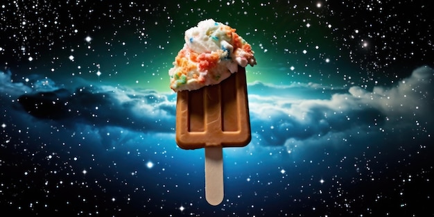 Gelado em um fundo espacial