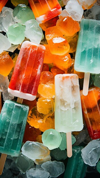 Gelados de água multicoloridos