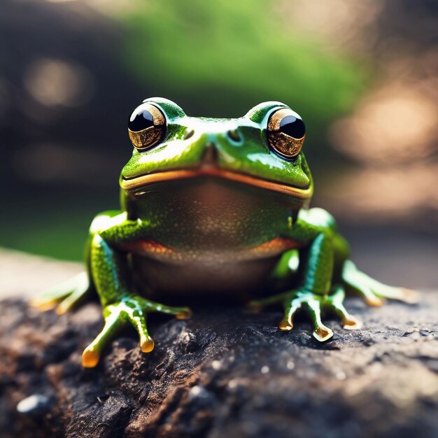 Foto gelassener frosch am ufer