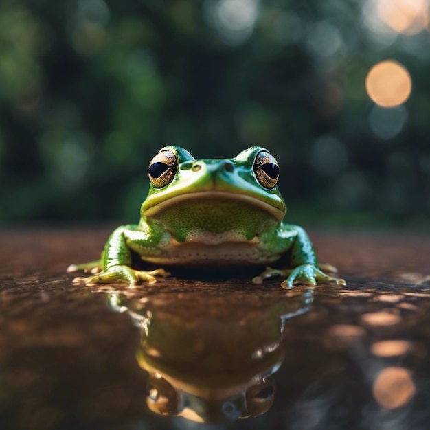 Foto gelassener frosch am ufer