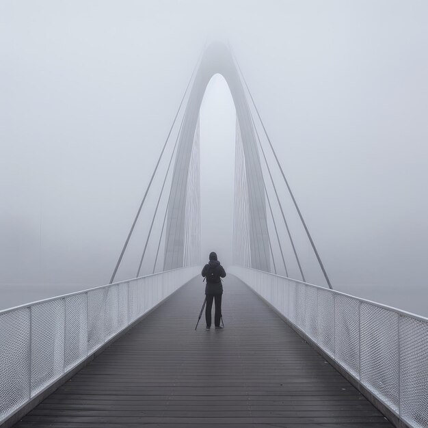 Gelassenheit bei Sonnenaufgang auf der Hängebrücke