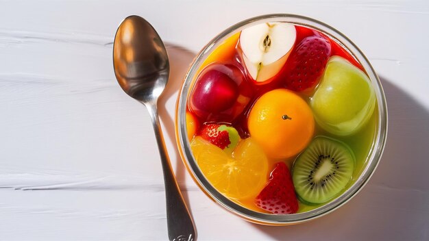 Gelatina de frutas colorida em fundo branco