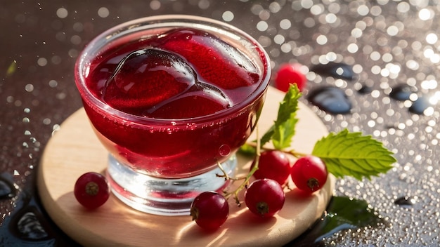 Gelatina de grosella roja en un vaso