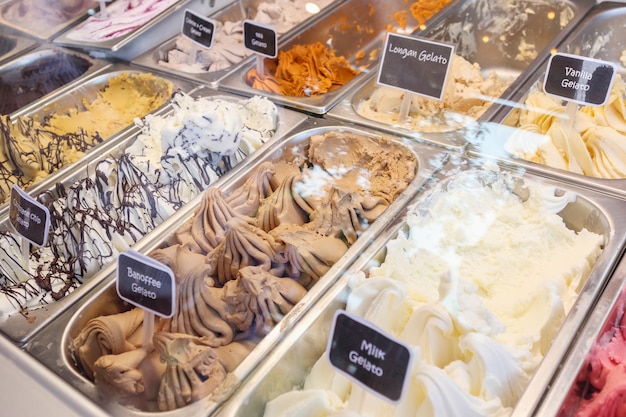 Gelato de sorvete na loja