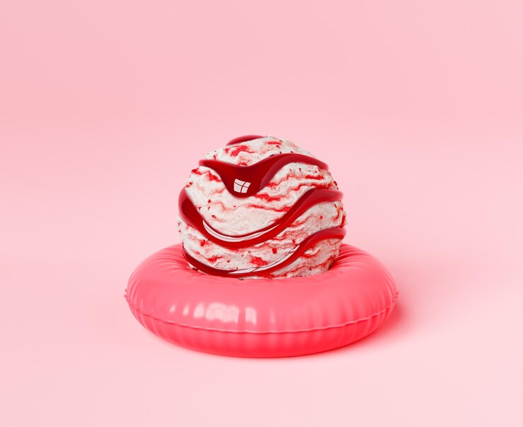 Gelato gostoso no ringue de natação no estúdio rosa