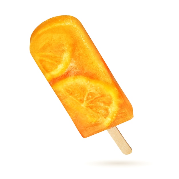 Gelb-orange Eis am Stiel Eis isoliert