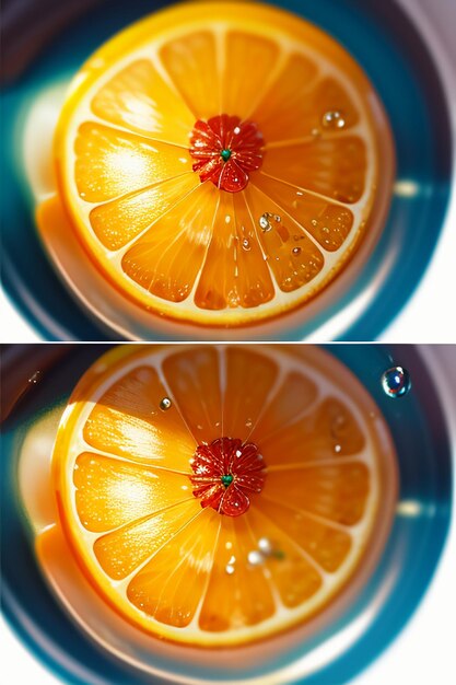Gelb-orangefarbene Fruchtscheiben-Orangensaft-Display-Werbehintergrund für Geschäftsförderung