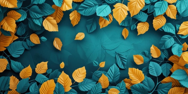 Gelb und blau von Blättern Design Hintergrund