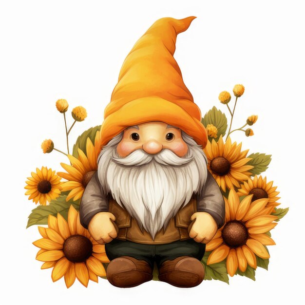 gelb und grün Herbst Schöne Gnome Sonnenblumen Sublimation Gnome Clipart Sonnenblume Gnome Kommerzielle