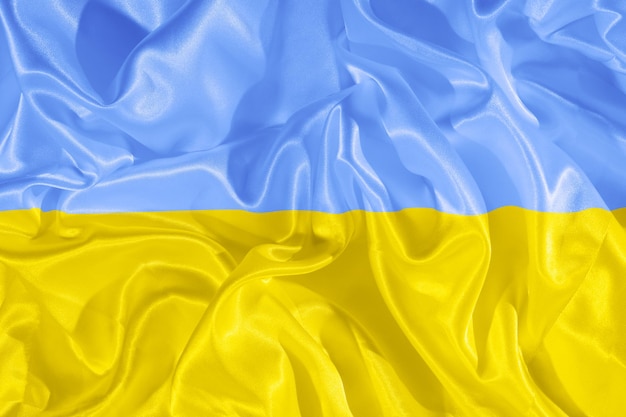 Gelbblaue Stoffflagge der Ukraine Nationales Symbol des Staates Ukraine