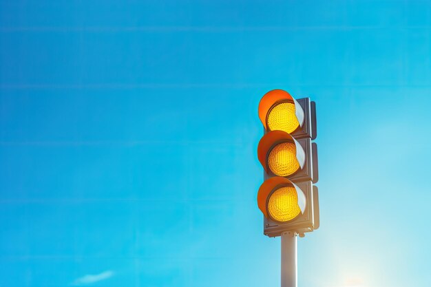 Gelbe Ampel mit offenem blauen Himmelsbereich