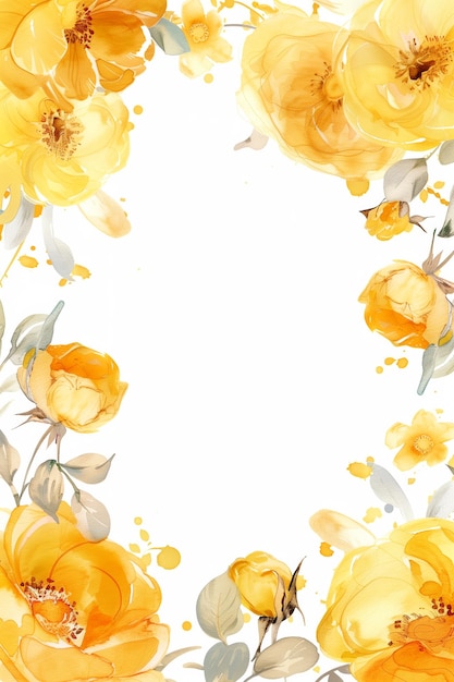 Gelbe Aquarellblumen-Einladungsgrenze