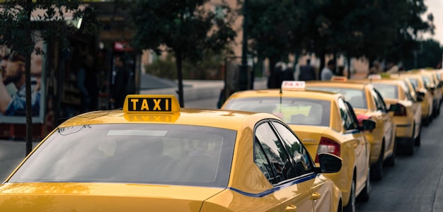 Foto gelbe autos des stadttaxi