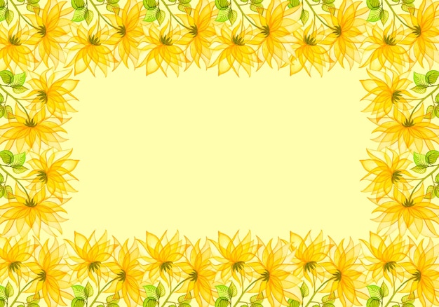 Gelbe Blume. Blumenrahmen. Aquarell-Illustration.