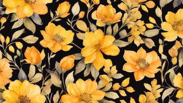 Gelbe Blumen Aquarell nahtlose Muster