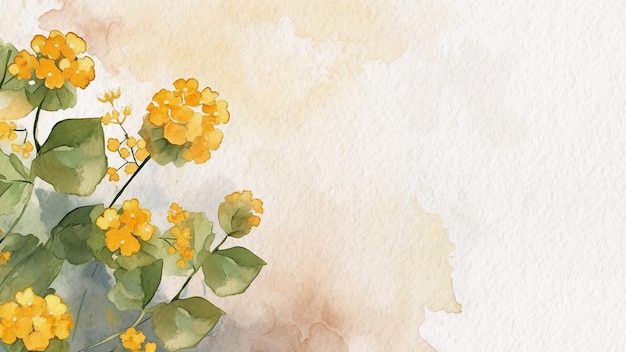 Gelbe Blumen auf einem Hintergrund aus Aquarellen