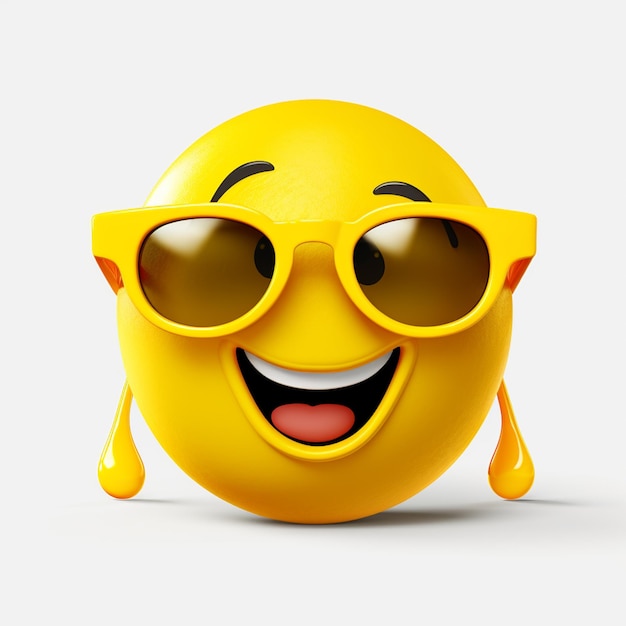 Gelbe Emotion mit Sonnenbrille und einer generativen Tränenträne