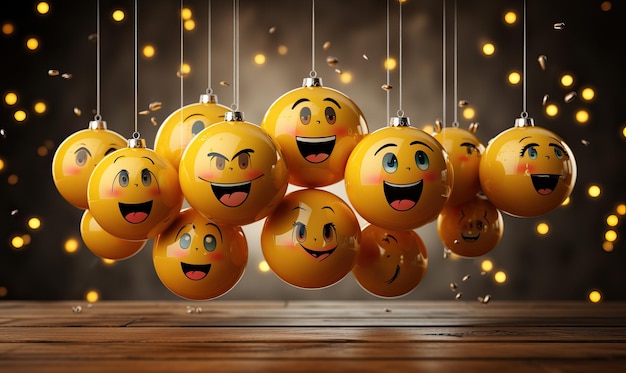 Gelbe emotionale Emoticons auf einem verschwommenen Hintergrund Selektive weiche Fokussierung