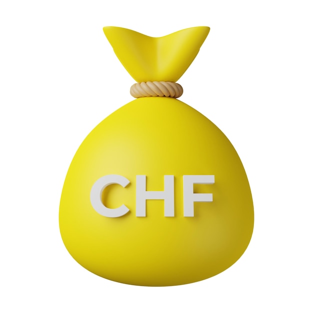 Gelbe Geldtasche Franc 3D-Illustration