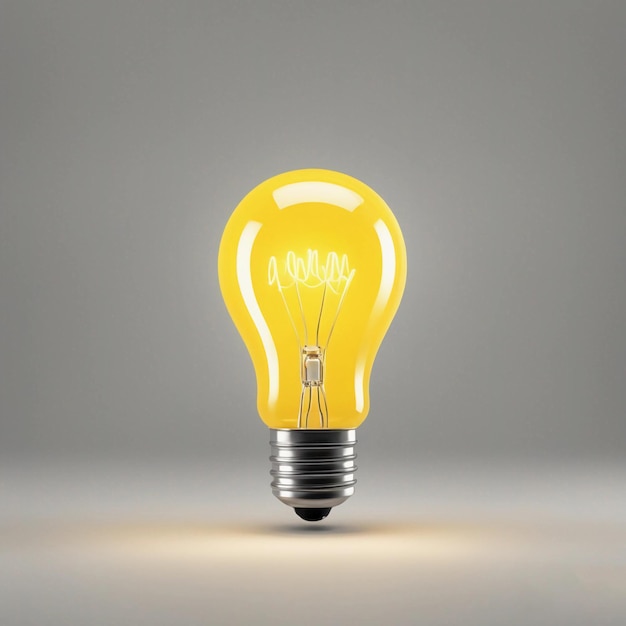 Gelbe Glühbirne, Idee, Denken oder Lösung, Geschäftskonzept, Symbol oder Symbol, 3D-Rendering