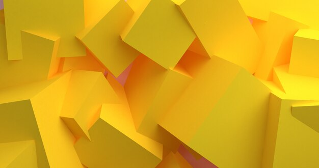 Gelbe Kiste 3D-Abstrakt-Stil auf rosa