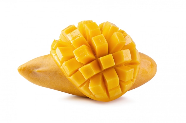 Gelbe Mango isoliert auf einem Weiß