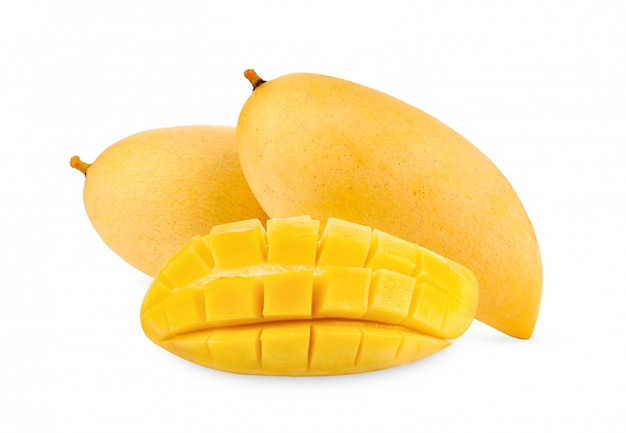 Gelbe Mango isoliert auf Weiß