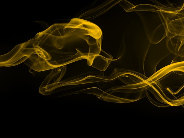 Gelbe Rauchzusammenfassung auf schwarzem Hintergrund, Feuerdesign