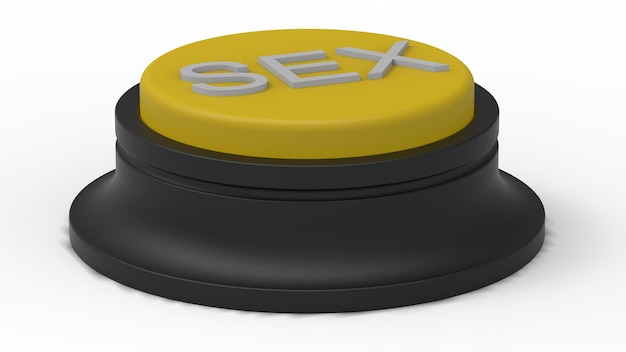 Foto gelbe sex-schaltfläche isoliert 3d-darstellung rendern