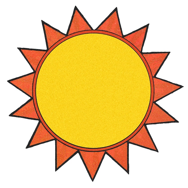 Gelbe Sonne mit rotem Strahldesignelement