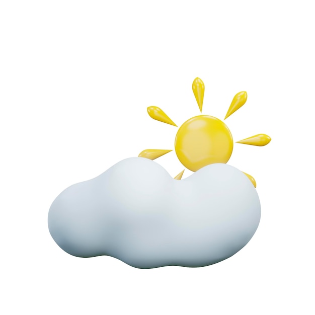 gelbe sonne mit wolkensymbol 3d rendern