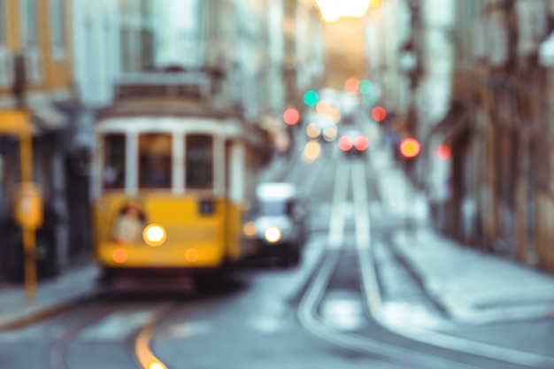 Foto gelbe straßenbahn der route