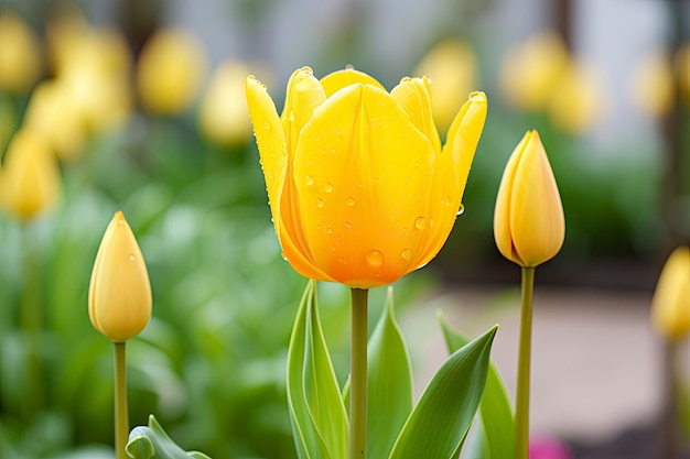 Foto gelbe tulpe im garten