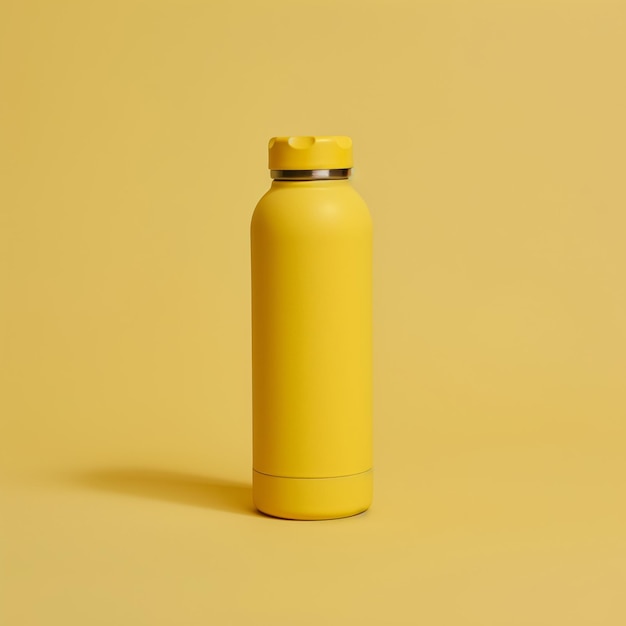 Foto gelbe wasserflaschen-thermos-mockup-vorlage-produktfoto