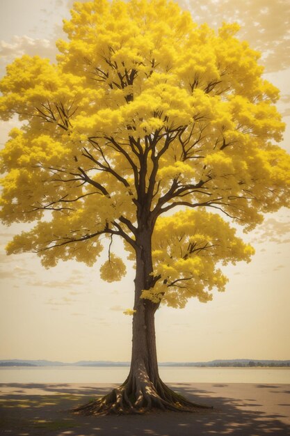 Foto gelber baum weißer baum